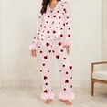 thumbnail image 2 of Valentine's Day Pajamas for Women Set Fall Fashion Must Have Womens Pajama Sets V Neck Fitness Pj Set Long Sleeve Shirts Matching Pjs for Couples Pink, 2 of 4