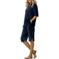 thumbnail image 4 of yievot Womens Pajama Sets Cotton Linen Short Sleeve V Neck Shirt with Shorts Set 2 Piece Loungewear Pjs Sleepwear for Women, 4 of 7