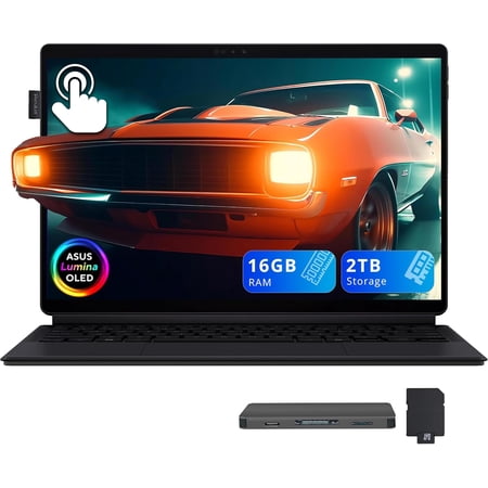 ASUS ProArt 13" OLED 3K Detachable Laptop, Snapdragon X Plus X1P-42-100, 16GB LPDDR5X, 2TB Storage (1TB SSD+1TB Docking Station), Adreno Graphics, Backlit Keyboard, Copilot, Wi-Fi 7, Win 11, Black