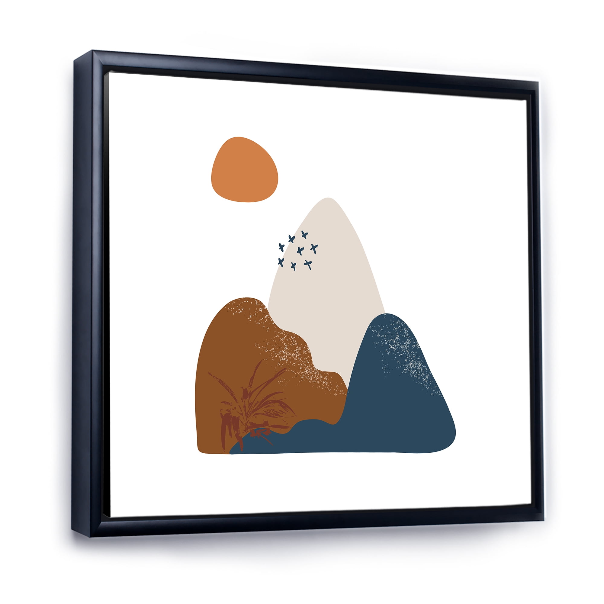 Designart 'Abstract Minimal Shapes Under Flowers VI' Modern Framed Canvas Wall Art Print