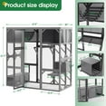 thumbnail image 3 of Pefilos 67" Large Cat House Wooden Catio Outdoor Cat Enclosure for Mulitiple Cats Walk in Cat Cage with Sunshine Board Roof, Gray, 3 of 9