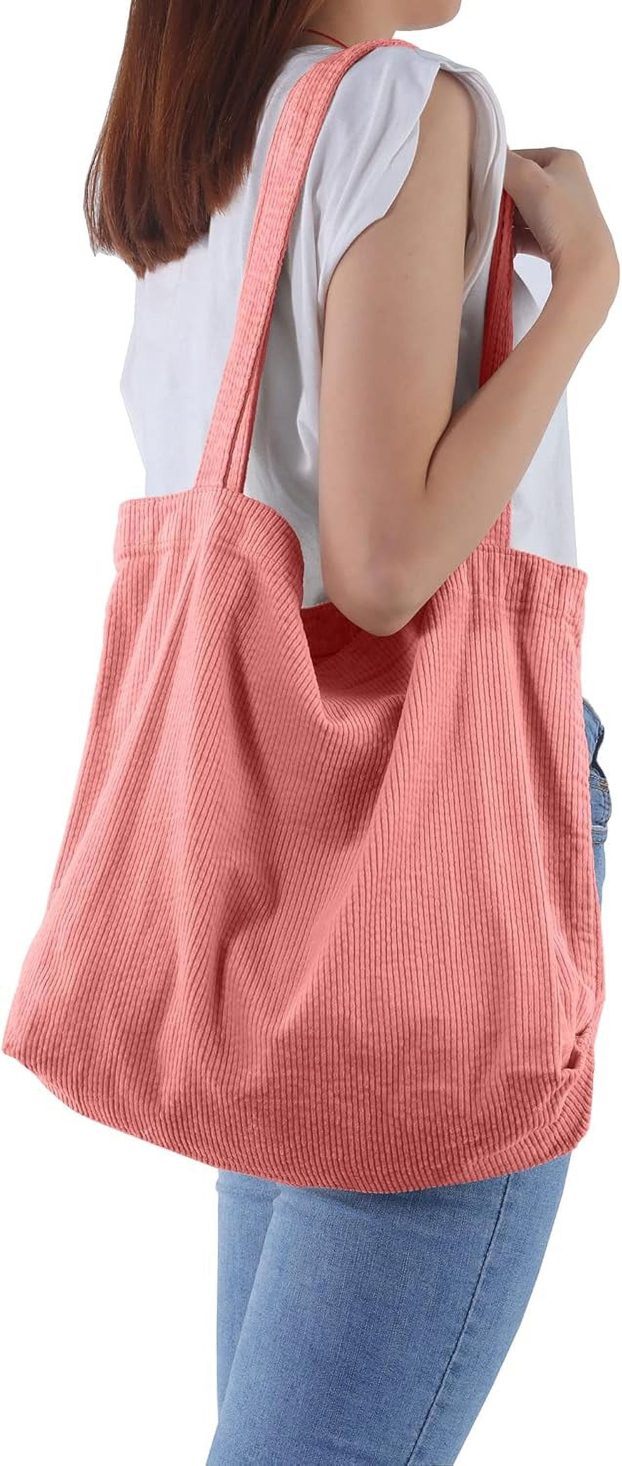 Corduroy Tote Bag for Women Canvas Shoulder Handbags Cute Large Purse
