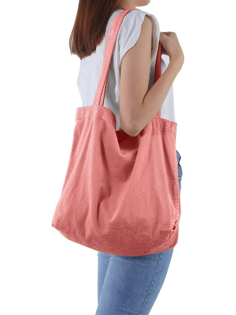 ALUWU Corduroy Tote Bag For Women – Large Cute Shoulder Purse With Pockets