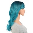 thumbnail image 4 of Onedor Full Head Beautiful Long Curly Wave Stunning Wig Charming Curly Costume Wigs with Fringe (Teal Blue Ombre-1BTS4728), 4 of 7
