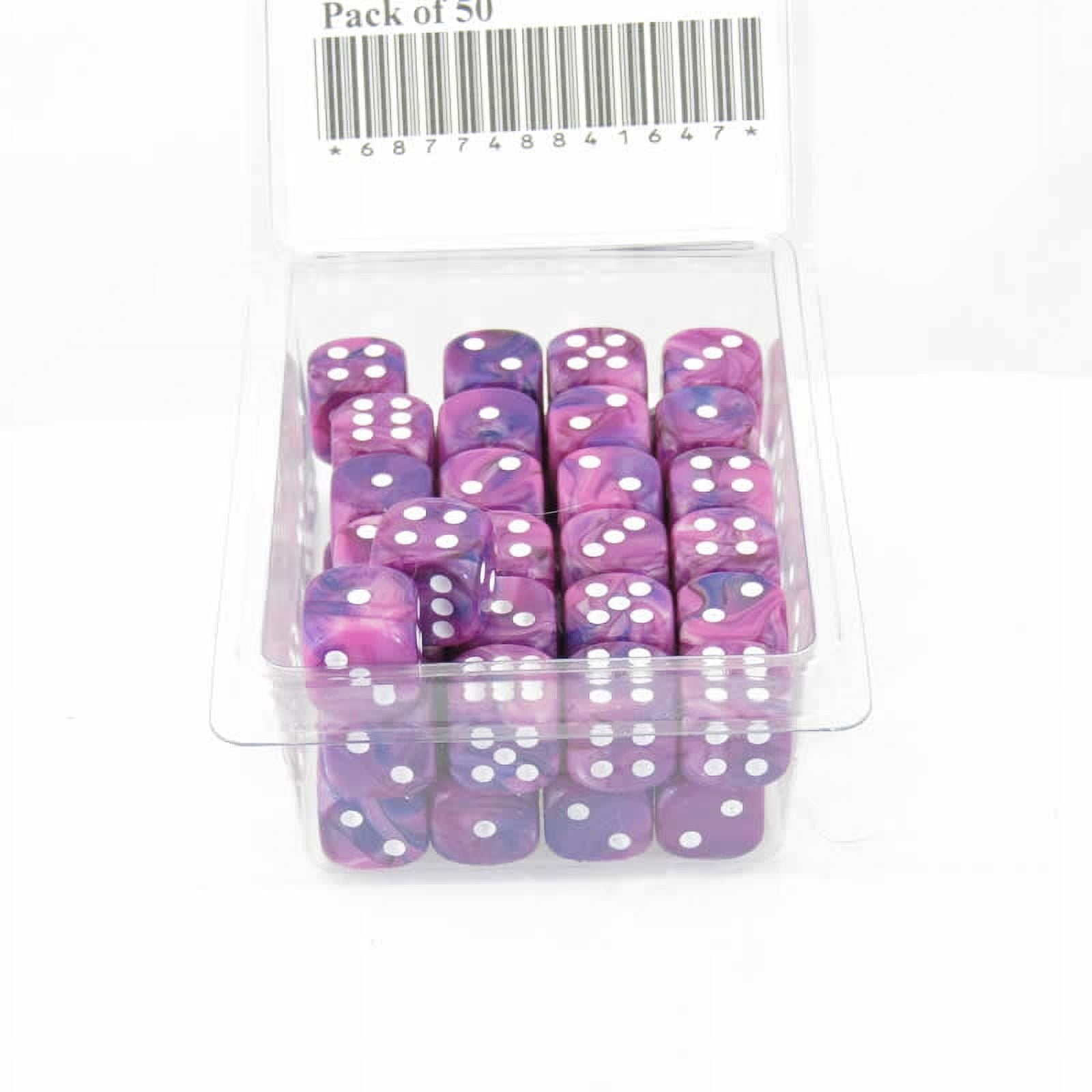 Violet Festive Dice with White Pips 12mm (1/2in) D6 Pack of 50 Wondertrail