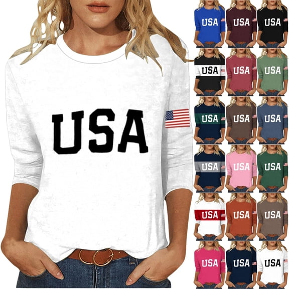 America 250 Tshirt Women's Casual Everyday Lightweight Blend Tee Comfort Fit All Day Tshirts for Women Black L