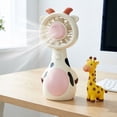 thumbnail image 4 of Cute Animal Giraffe Cow Handheld Mini Fan, USB DC Rechargeable Portable Pocket Fan, 2-In-1 Desktop Standing Quiet Personal Cooling Fan for Outdoor Dorm Summer 5.90 × 2.16 Inch, 4 of 7