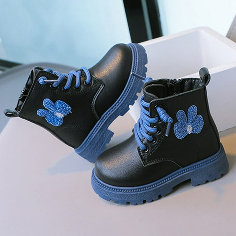 Shoes Girls Blue Boots Girl Leather Boots Marine Jacadi Paris