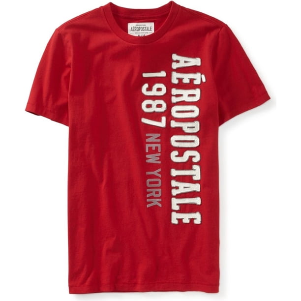 Camiseta adornada Aeropostale Mens Vertical 1987 New York roja grande