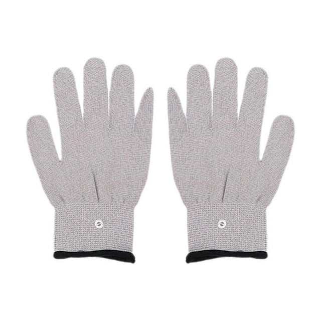 1 Paire Gants Électrodes en Fibre d'Argent Conducteurs Coussinets Électrothérapie Massage R2