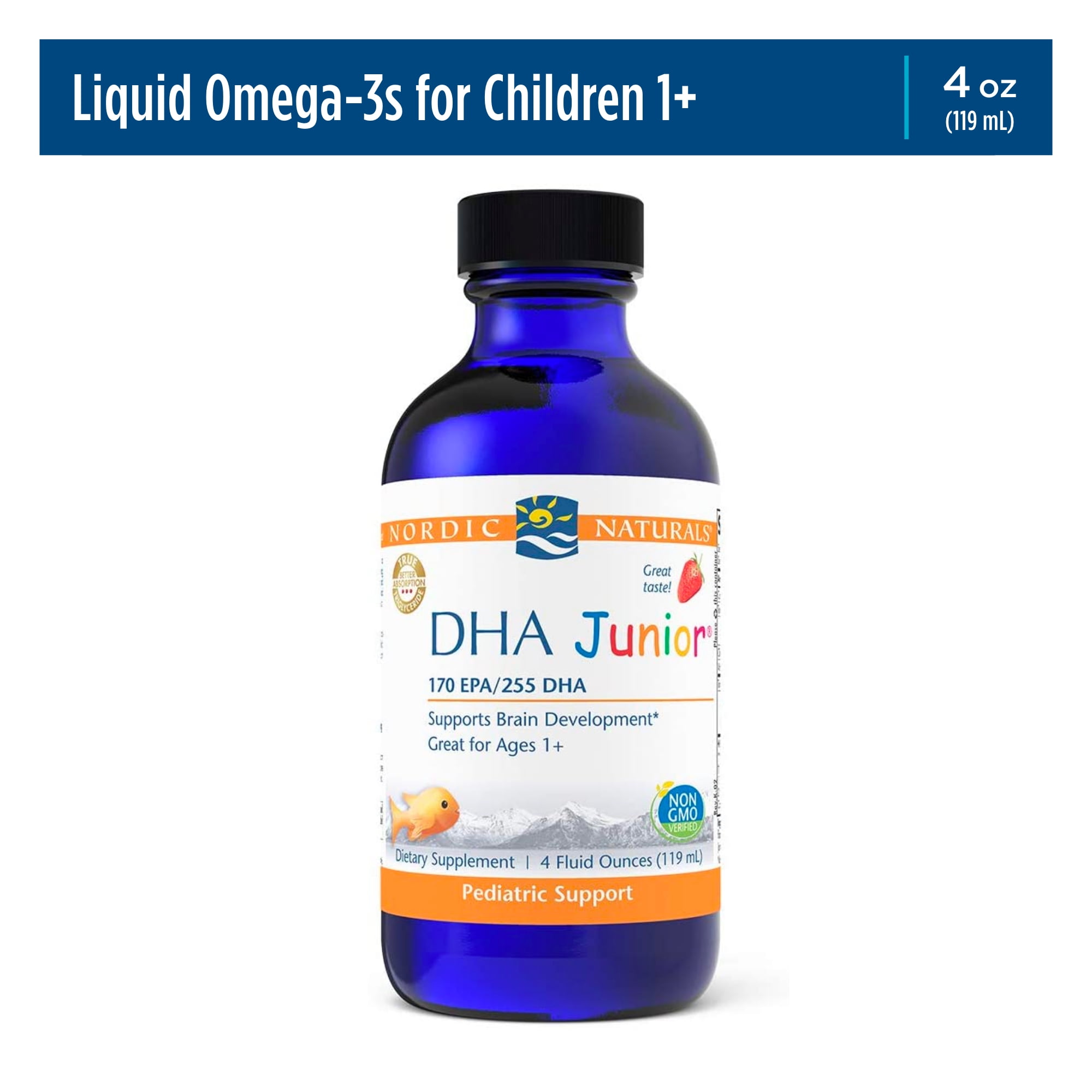 Nordic Naturals Pro DHA Junior Liquid, 530 Mg, Strawberry, Fish Oil, 4 Oz