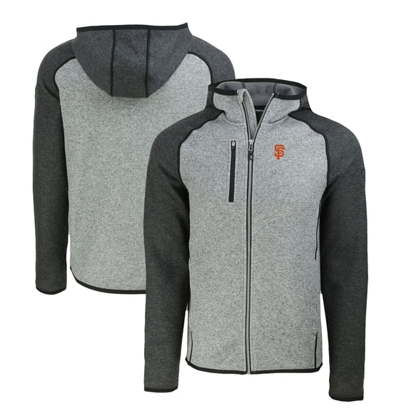 Men's Cutter & Buck Heather Charcoal/Heather Gray San Francisco Giants Mainsail Full-Zip Hooded Jacket