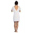 thumbnail image 3 of Women's Sleepwear Lightweight Super Soft Bamboo Short Sleeve V Neck Chiffon Detail Nightgown - Made in Turkey (Small, Ivory), 3 of 3