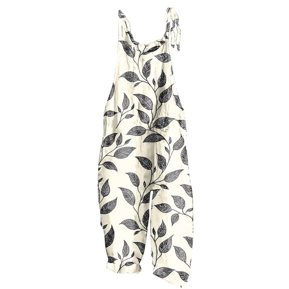 Idoravan Womens Jumpsuits Casual Long Printed Jumpsuits for Women Women Ladies Printed Summer Sleeveless Backless Loose Long Playsuits Rompers Jumpsuit
