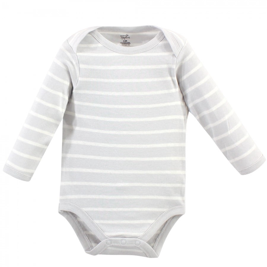 Touched by Nature Baby Boy Organic Cotton Long-Sleeve Bodysuits 5pk, Boho Fox, 9-12 Months