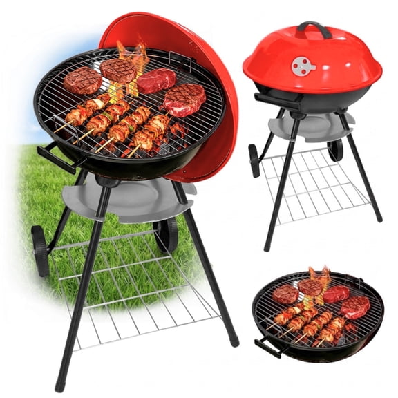 Asador De Carbon Circular Con Ruedas Portatil