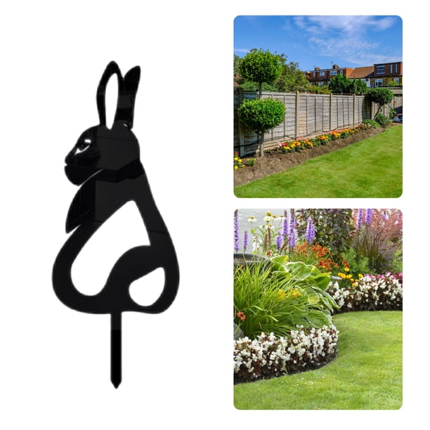 Estacas De Jardín De Conejo De Pascua Estatua de conejo de Pascua, estacas de jardín, decoración de jardinería de metal negro (negro C) Likrtyny Libre de BPA
