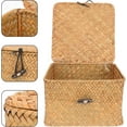 thumbnail image 2 of Decorative Wicker Storage Bins with Lids,Small Desktop Makeup Organizer,Woven Wicker Storage Baskets for Kids Toys,Shelves, Bathroom, Bedroom,Square Stackable Storage Boxes(5.51"x5.51"x3.93" ), 2 of 9