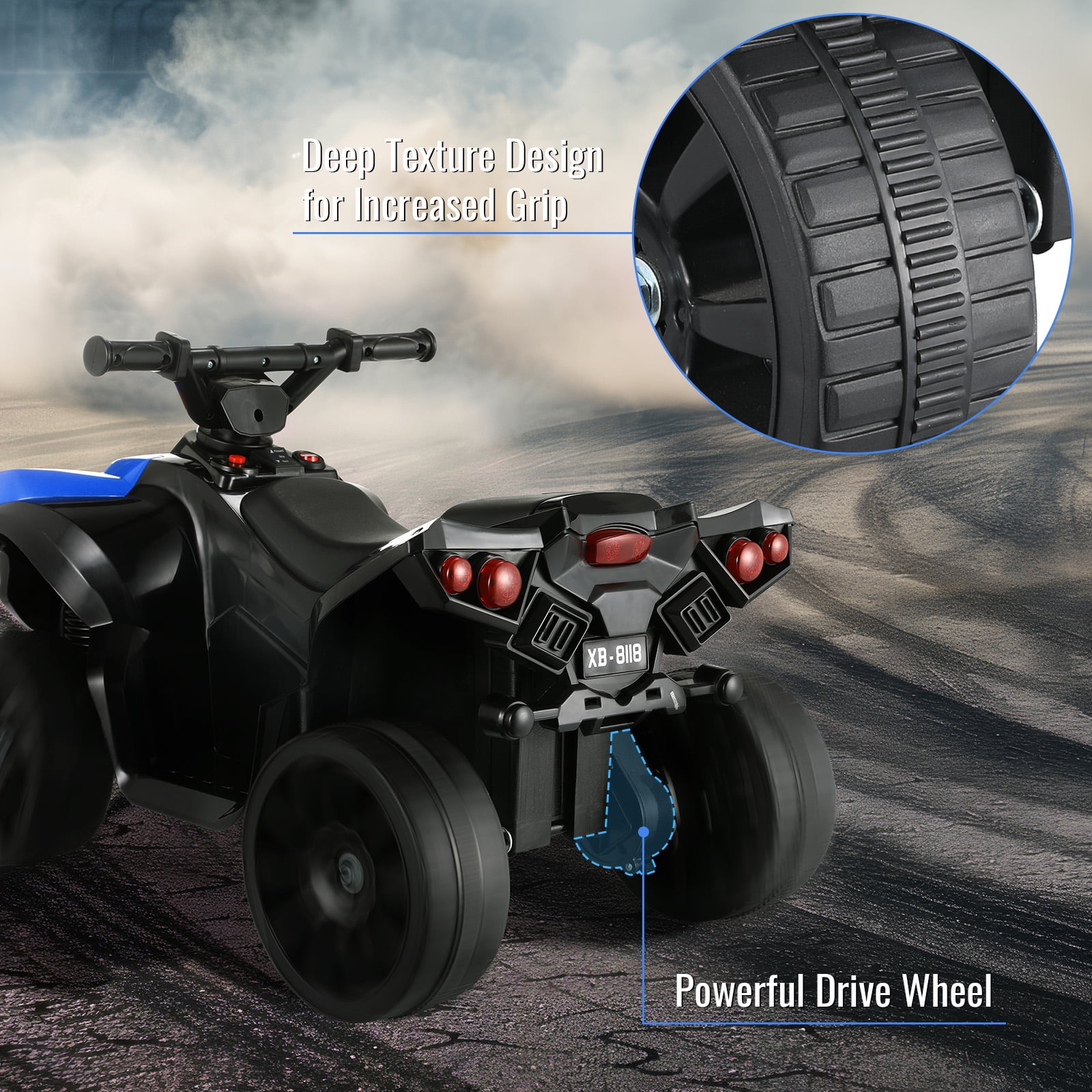 Arlopu Kids Ride-on ATV, Toddler Ride On Car Toy, Electric Motorcycle with 4 Wheels, Headlights & Music