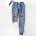 thumbnail image 3 of Gibobby pantalones deportivos Mujer estampado navideño Otoño Invierno terciopelo bolsillos cálidos cintura elástica pierna deportes pantalones casuales (Azul, L), 3 of 4
