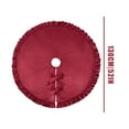 thumbnail image 4 of 52 Inch Red Velvet Christmas Tree Skirt, Ruffled Holiday Tree Skirt for 6ft to 7.5ft Trees, Vintage Style Christmas Tree Base Cover, Soft Tree Skirt for Home & Gift Décor, 4 of 9