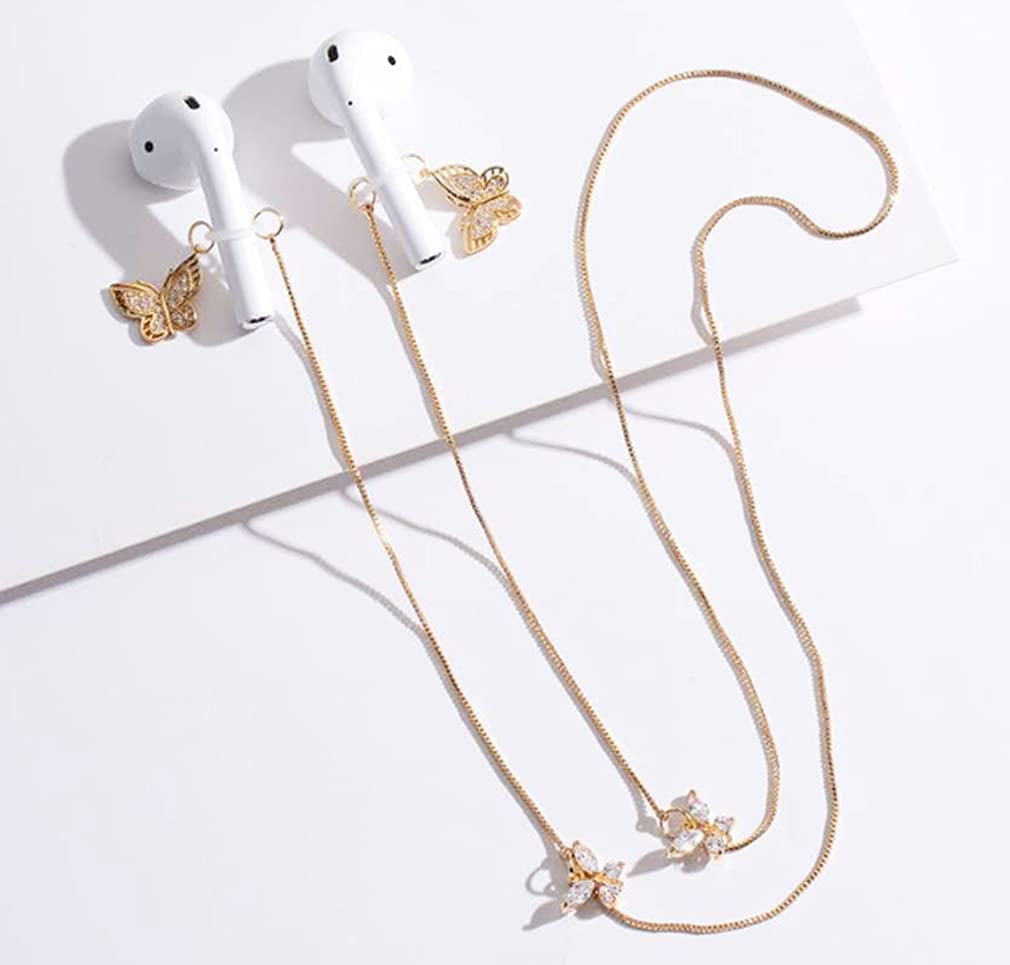 The room Interaction saddle Airpod Holder Anti Lost Strap Steel Chain Necklace for Airpods 1 2 Pro  Zircon Butterfly Shape Anti Lost Earring Strap for Airpods Headset Strap  Accessories for Outdoor Sport(B) - Walmart.com