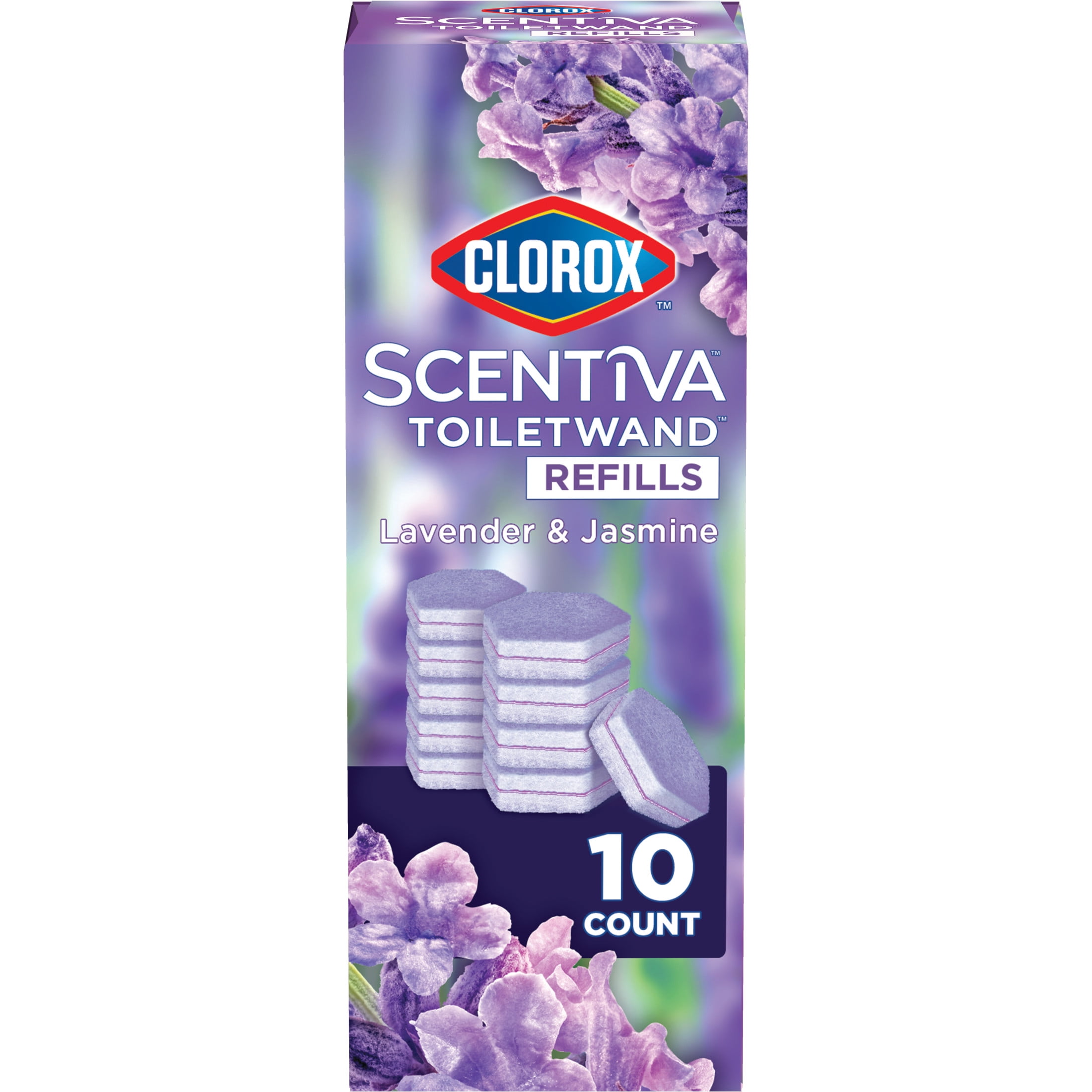 (2 pack) Clorox Scentiva ToiletWand Refills, Lavender and Jasmine, 10 Count
