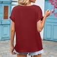 thumbnail image 2 of SWSMCLT Women's V Neck T Shirt Sexy Shirt Summer Batwing Sleeve Work Thin Soft Fashion Loose Spandex Tee Burgundy XX-Large, 2 of 4