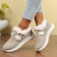 thumbnail image 2 of Winter Sneakers for Women Waterproof Leather Warm Plush Slip on Buckle Strap Walking Shoes Antislip Cold Weather Athletic Shoes Grey Size 8.5, 2 of 8