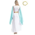 thumbnail image 2 of YiZYiF Womens Greek Goddness Costume Ancient Greece Queen Gold Trim Toga Dress for Halloween Cosplay Light Blue-A L, 2 of 7