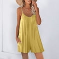 thumbnail image 2 of Riforla Womens Casual Sleeveless Strap Loose Adjustable Jumpsuits Stretchy Shorts Romper with Pockets Yellow XL, 2 of 5