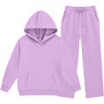 thumbnail image 4 of YUNLIUU Girls Sweatsuit 2 Piece Hoodies and Sweatpants Sweat Set,14 Years,Purple, 4 of 9