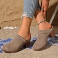 thumbnail image 6 of WMTBSRSW Block Heel Sandals for Women Dressy Heeled Chunky Heel Closed Toe Slip On Walking Slides Summer Casual Clogs Slide Wedge Sandals, 6 of 9