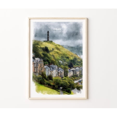 Oban Scotland Coastal Harbor Town Highland Landscape Wall Art, Unframed Paper Poster 8x10in