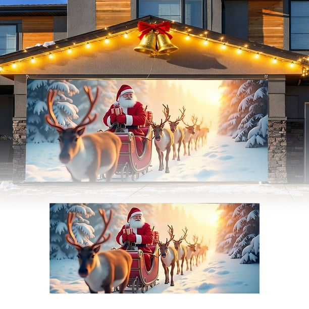 The Merry The Background Party Santa Photography Puerta de garaje con fondo festivo 65 x 5 pies