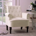 thumbnail image 4 of AUKFA Tufted Accent Chair - Living Room Accent Armchairs Cushion - Modern Roll Arm Club Chair with Wooden Legs -Off White, 4 of 10