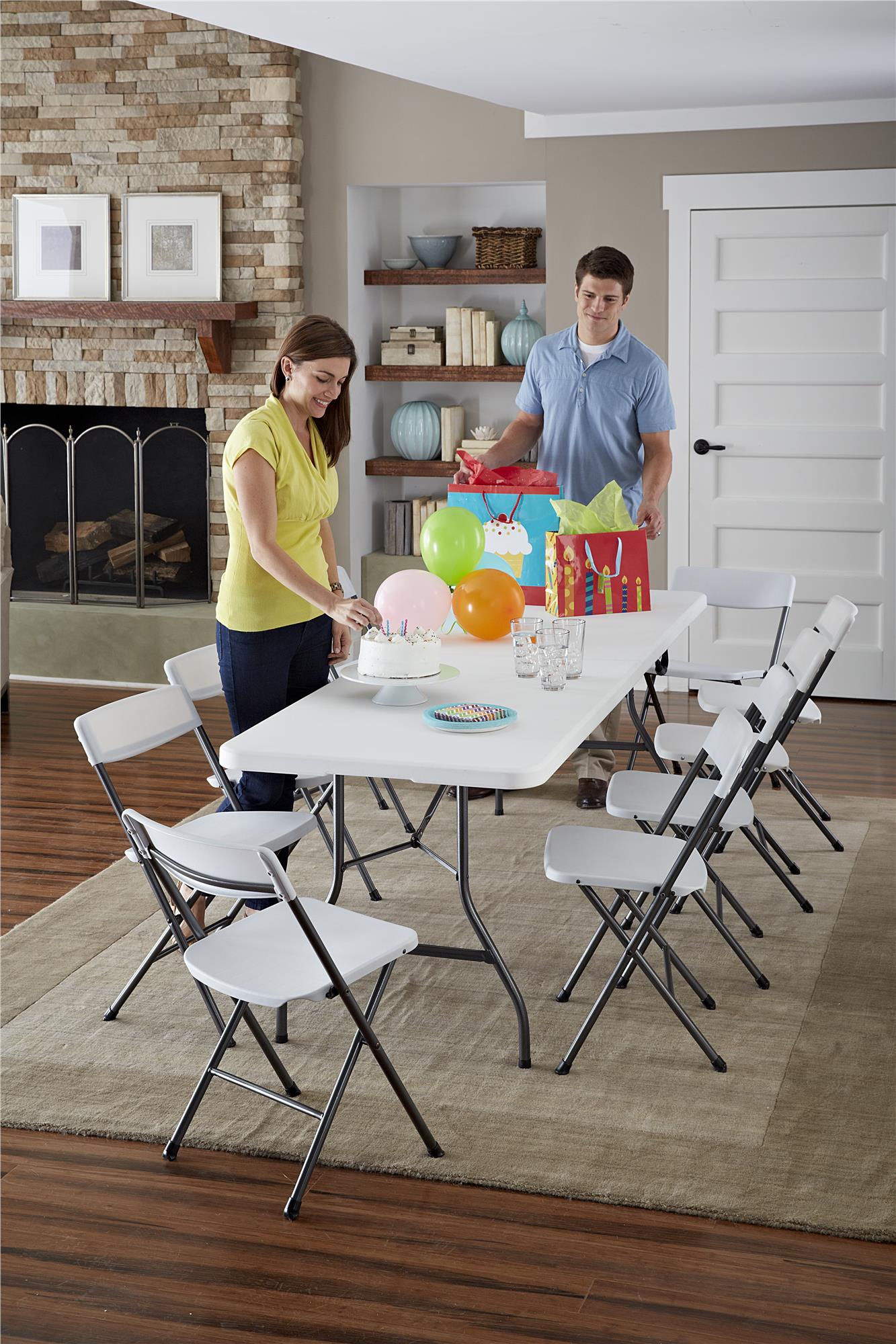 Cosco 8 Foot Centerfold Folding Table, White - image 5 of 14