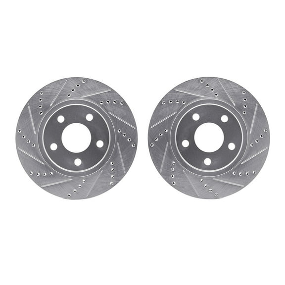 Dynamic Friction Company Front Brake Rotors-Drilled and Slotted-Silver 7002-45008
