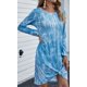 thumbnail image 5 of Vestido corto informal con tinte de corbata para mujer, cuello redondo, sin mangas, camiseta suelta de verano, minivestido Adepaton  CDWJ576-9, 5 of 6