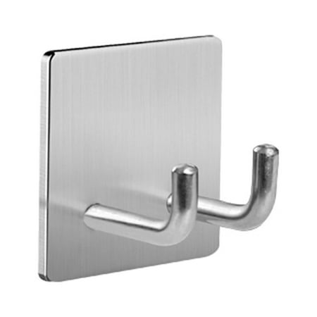 

Desheus Door Hook Practical Strong Bearing Capacity Stainless Steel Self-adhesive Double-hook Portable Hook for Daily Use