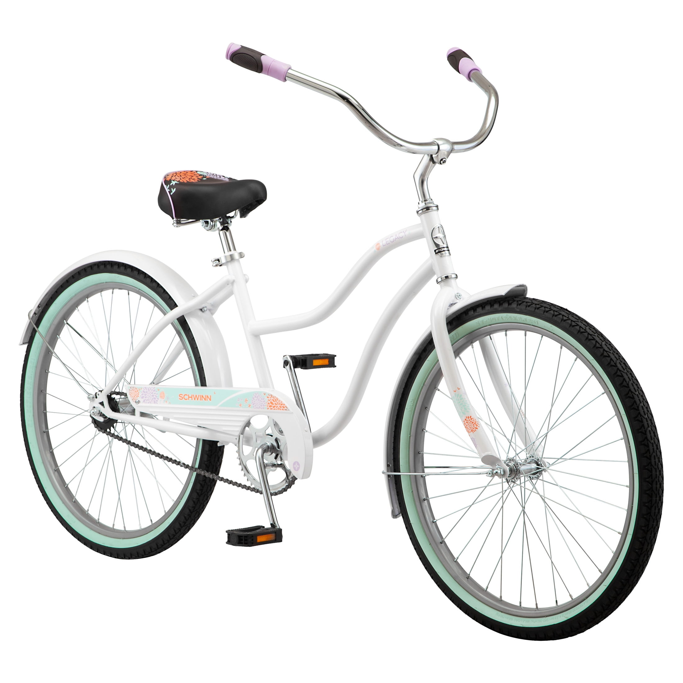 Schwinn Legacy Cruiser Bike, 24 Inch Wheel, Single Speed, White