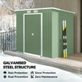 thumbnail image 3 of CoSoTower 7' x 4' Galvanised Steel Garden Shed, with Foundation Kit - Green, 3 of 7