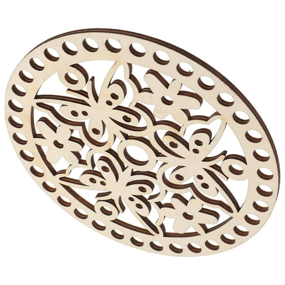 LOLIPPYY 2Set Crochet Basket Bottoms Beige Wood for DIY Basket Weaving Bottom