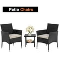 thumbnail image 2 of FDW Patio Furniture Set 3 Piece Patio Chair Bistro Set Outdoor Rattan Chairs Wicker Conversation Set for Backyard Porch Poolside Lawn, Black, 2 of 7