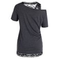 thumbnail image 3 of Rosegal Women's Plus Size Skew Neck T Shirt with Floral Lace Tank Top, 3 of 6