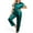 Green, variant on DAKIMOE Silk Satin Pajamas Set for Women Two-Piece Sleepwear Short Sleeve Pjs Soft Button Down Shirt and Wide Leg Long Pants with Pockets
