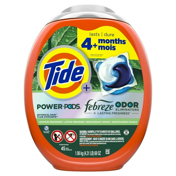 Tide Power Pods with Febreze Laundry Detergent Pacs, Botanical Rain Scent, Febreze Freshness with Odor Eliminators