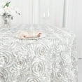 thumbnail image 6 of BalsaCircle Round 120" Satin Raised Tablecloth Rosette Floral Dinner Kitchen White, 6 of 8