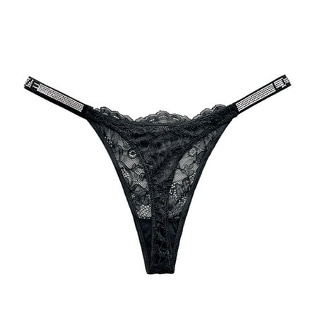 Mortilo Women Thongs   3Pc Lace Thongs Low Rise Panty Breathable Underwear For Women Bride Gifts Black S