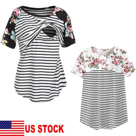 Women T-Shirt Tops Breastfeeding Maternity Nursing Pregnant Blouse